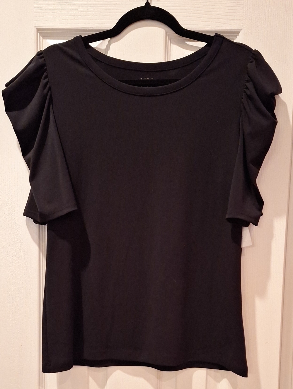 New York & Company - Black Short Puff Sleeve Top - Large NWT